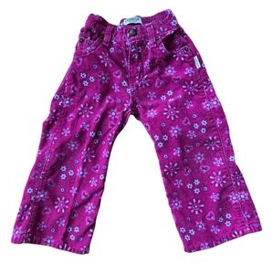 Vintage Y2K OshKosh B'Gosh fuschia pink floral corduroy wide leg pants